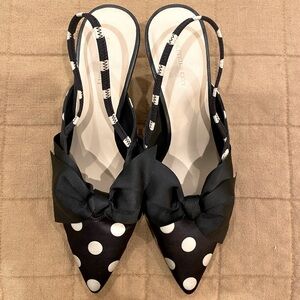 Something Navy - NEVER WORN - Size 7 slingback black and white polka dot heel